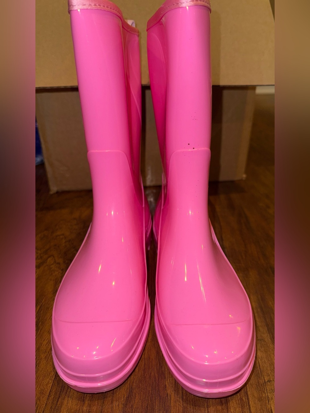 Glossy Pink Womens Waterproof Rain Boots